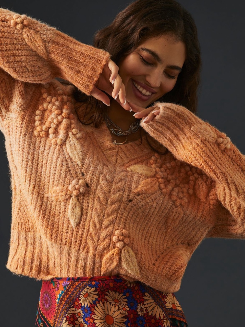 Anthropologie Bauble V-Neck Sweater